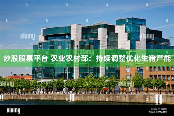 炒股股票平台 农业农村部：持续调整优化生猪产能